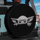 Yoda Peeking Over A Black Line Jeep Car Spare Tire Cover