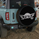 Yoda Peeking Over A Black Line Jeep Car Spare Tire Cover