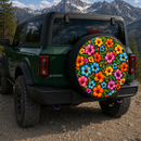 Colorful Hawaiian Hibiscus Custom Jeep Wheel Cover With Camera Hole