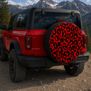Leopard Pattern Skin Red Custom Jeep Wheel Cover With Camera Hole
