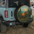 Bear In Forest Stained Glass Jeep Car Spare Tire Cover