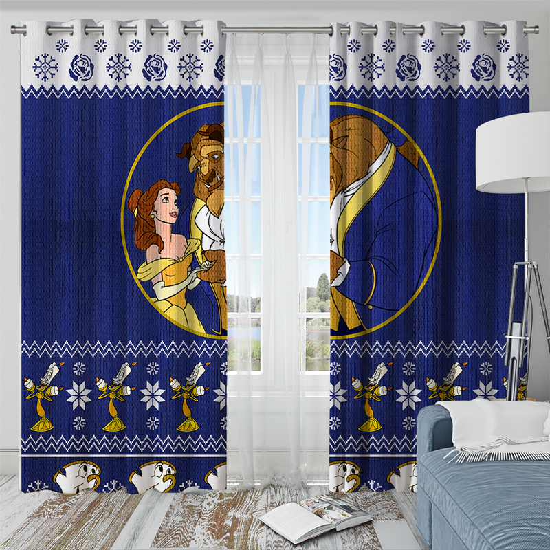 Beauty And The Beast Christmas Window Curtain