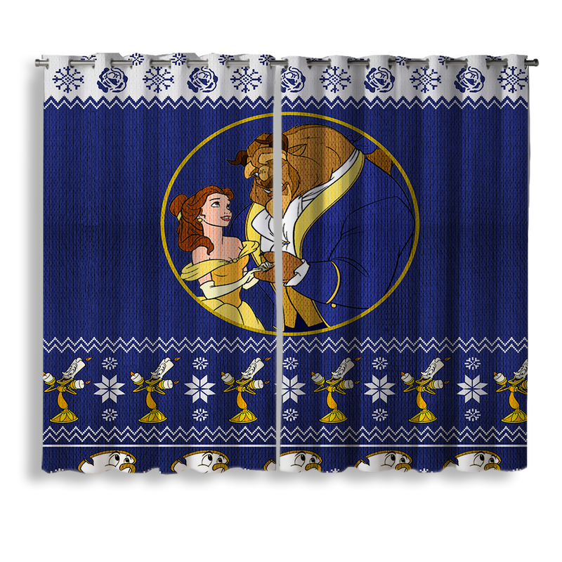 Beauty And The Beast Christmas Window Curtain