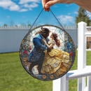 Beauty And The Beat Round Stained Glass Suncatcher
