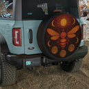 Bee Moon Orange Stained Glass Jeep Car Spare Tire Cover