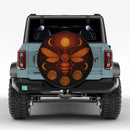 Bee Moon Orange Stained Glass Jeep Car Spare Tire Cover