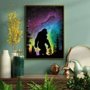 Bigfoot Silhouette Aurora Borealis Northern Lights Art - Living Room - Canvas Wall Art - Print - Wall Decor