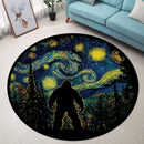 Bigfoot Starry Night Round Rug