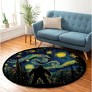 Bigfoot Starry Night Round Rug