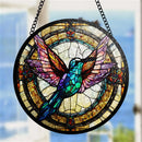 Hummingbird Round Stained Glass Suncatcher