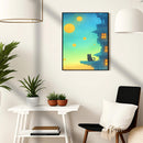 Black Cat City Watercolor Illustration - Living Room - Canvas Wall Art - Print - Wall Decor