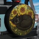 Black Cat Sunflower Stained Glass Jeep Car Spare Tire Cover