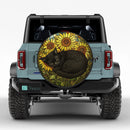 Black Cat Sunflower Stained Glass Jeep Car Spare Tire Cover