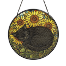 Black Cat Sunflower Stained Glass Suncatcher