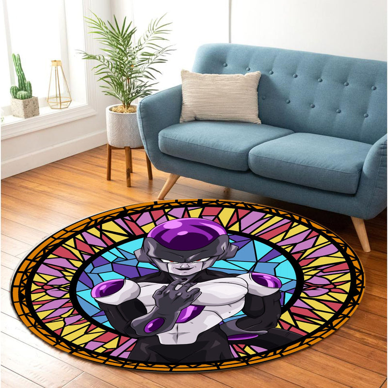 Black Frieza Stained Glass Round Rug