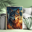 Black Wolf Starry Night - Living Room - Canvas Wall Art - Print - Wall Decor