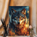 Black Wolf Starry Night - Living Room - Canvas Wall Art - Print - Wall Decor