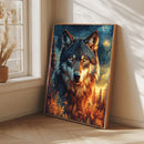 Black Wolf Starry Night - Living Room - Canvas Wall Art - Print - Wall Decor