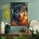 Black Wolf Starry Night - Living Room - Canvas Wall Art - Print - Wall Decor