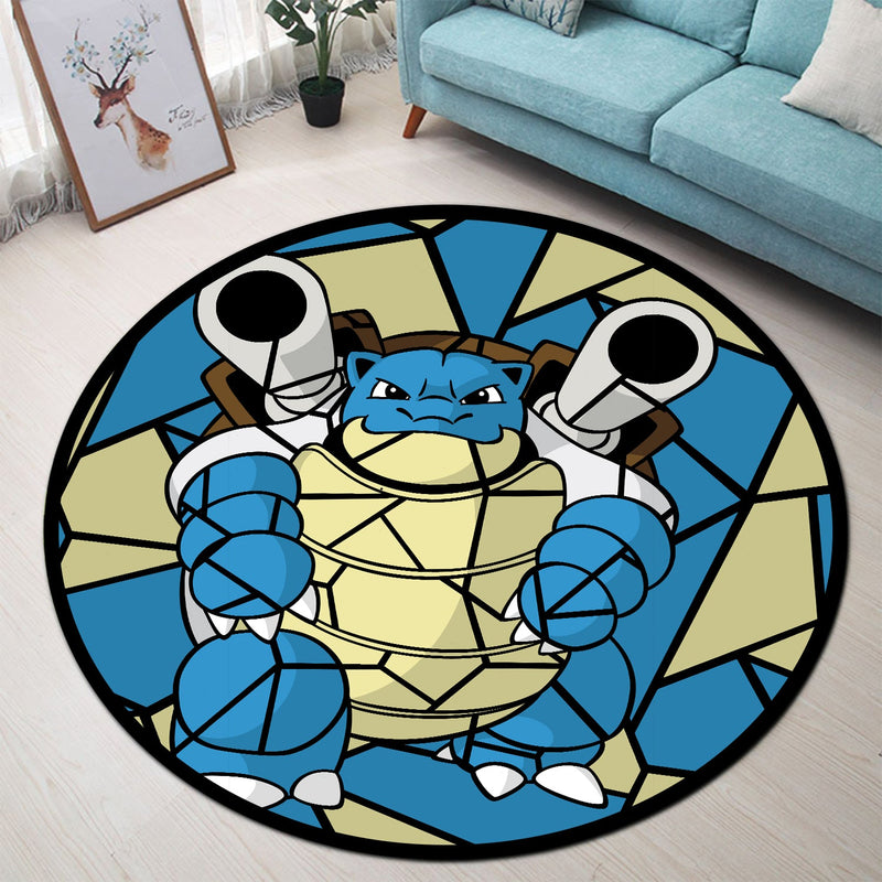 Blastoise Pokemon Stained Glass Round Rug