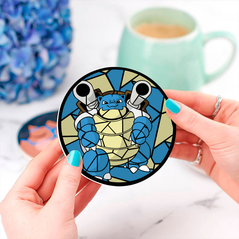 Blastoise Pokemon Stained Glass Decor Coaster - Gift Idea