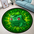 Bulbasaur Pokemon Stained Glass Round Rug