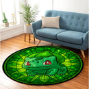 Bulbasaur Pokemon Stained Glass Round Rug