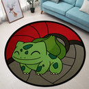 Bulbasaur Pokemon Ball Stained Glass Round Rug