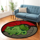 Bulbasaur Pokemon Ball Stained Glass Round Rug