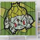 Bulbasaur Pokemon Stained Glass Shower Curtain