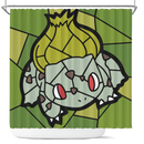 Bulbasaur Pokemon Stained Glass Shower Curtain