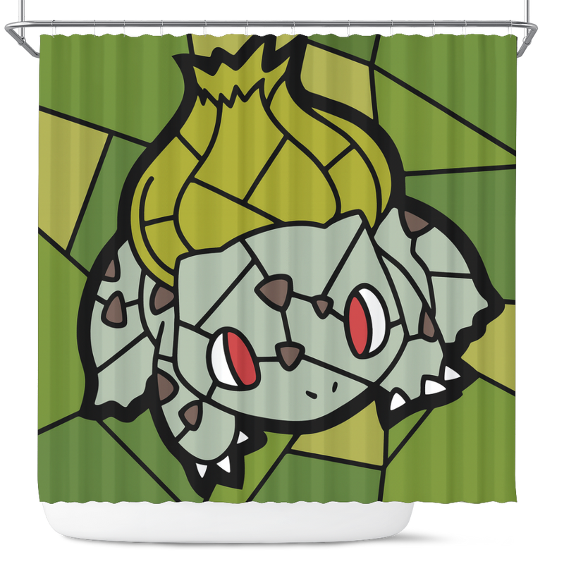 Bulbasaur Pokemon Stained Glass Shower Curtain