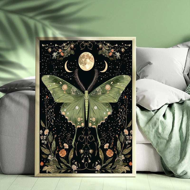 Butterfly Moon Sun - Living Room - Canvas Wall Art - Print - Wall Decor