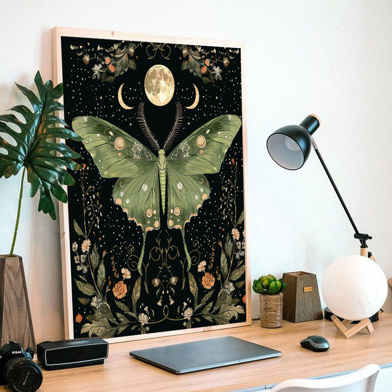 Butterfly Moon Sun - Living Room - Canvas Wall Art - Print - Wall Decor