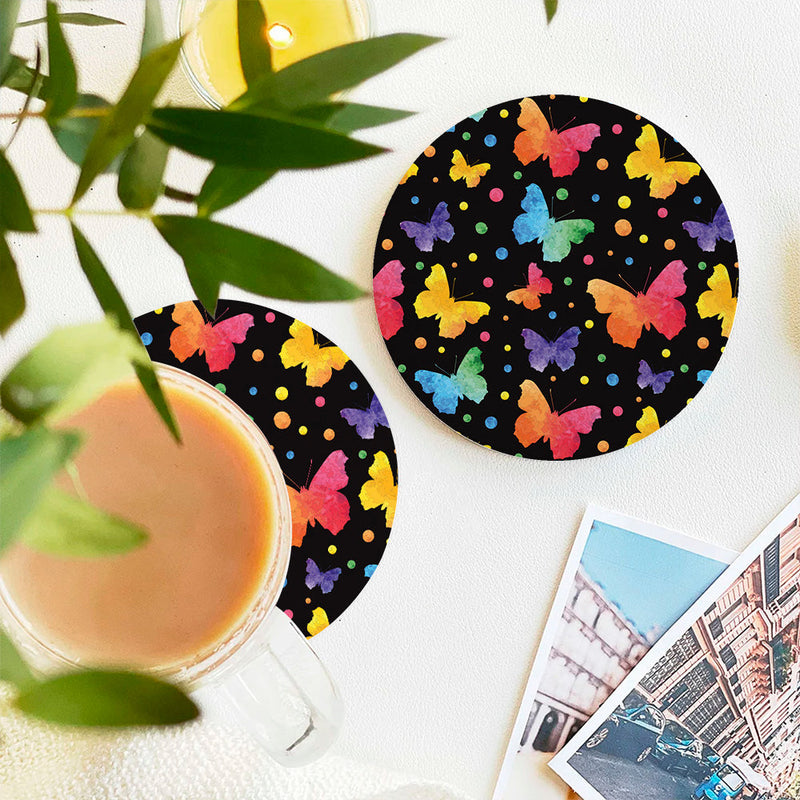 Butterfly Pattern Ceramic Decor Coaster - Gift Idea