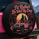 Pink Jeep Girl And Dog Hawaii Car Spare Tire Cover