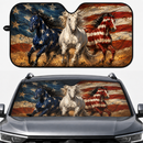 Three Horses American Flag Custom Car Windshield Sunshades