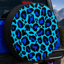 Leopard Pattern Skin Blue Custom Jeep Wheel Cover With Camera Hole