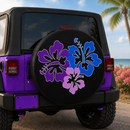 Purple Hibiscus Jeep Car Spare Tire Cover