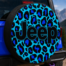 Leopard Pattern Skin Blue Custom Jeep Wheel Cover With Camera Hole