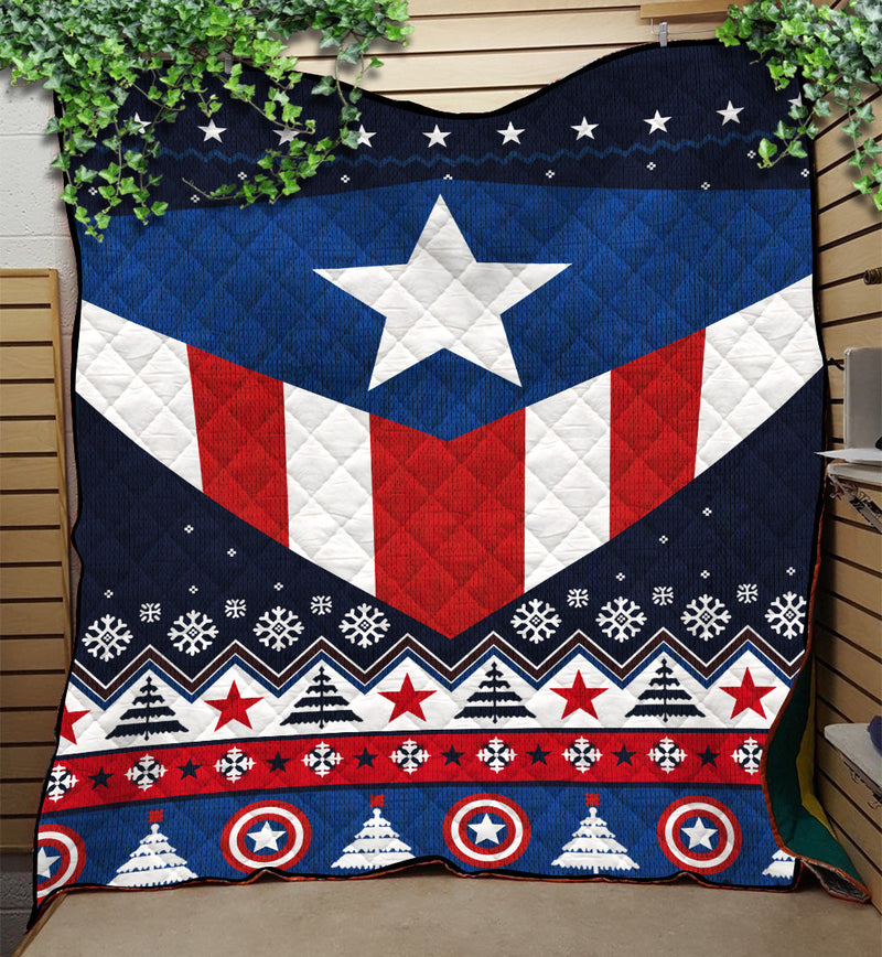 Captain America Christmas Quilt Blanket Nearkii