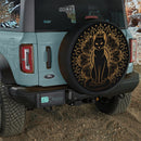 Mandala Meditating Black Cat Jeep Car Spare Tire Cover