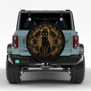Mandala Meditating Black Cat Jeep Car Spare Tire Cover