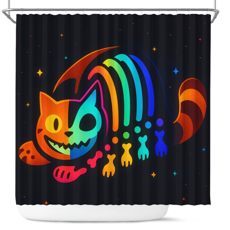 Cat Bus Totoro Ghibli Line Color Skellington Shower Curtain