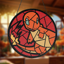 Charmander Pokemon Anime Round Stained Glass Suncatcher