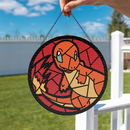 Charmander Pokemon Anime Round Stained Glass Suncatcher