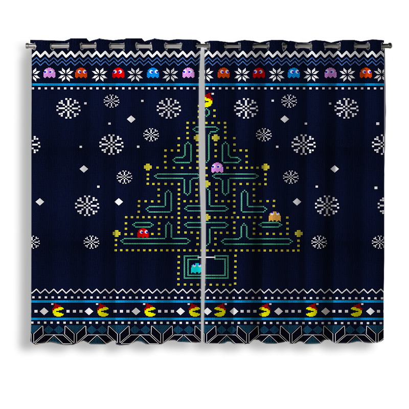 Christmas Tree Pacman Window Curtain