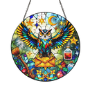 Colorfull Owl Round Stained Glass Suncatcher