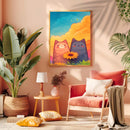 Cat Rainbow Sunflower Watercolor - Living Room - Canvas Wall Art - Print - Wall Decor