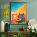 Cat Rainbow Sunflower Watercolor - Living Room - Canvas Wall Art - Print - Wall Decor